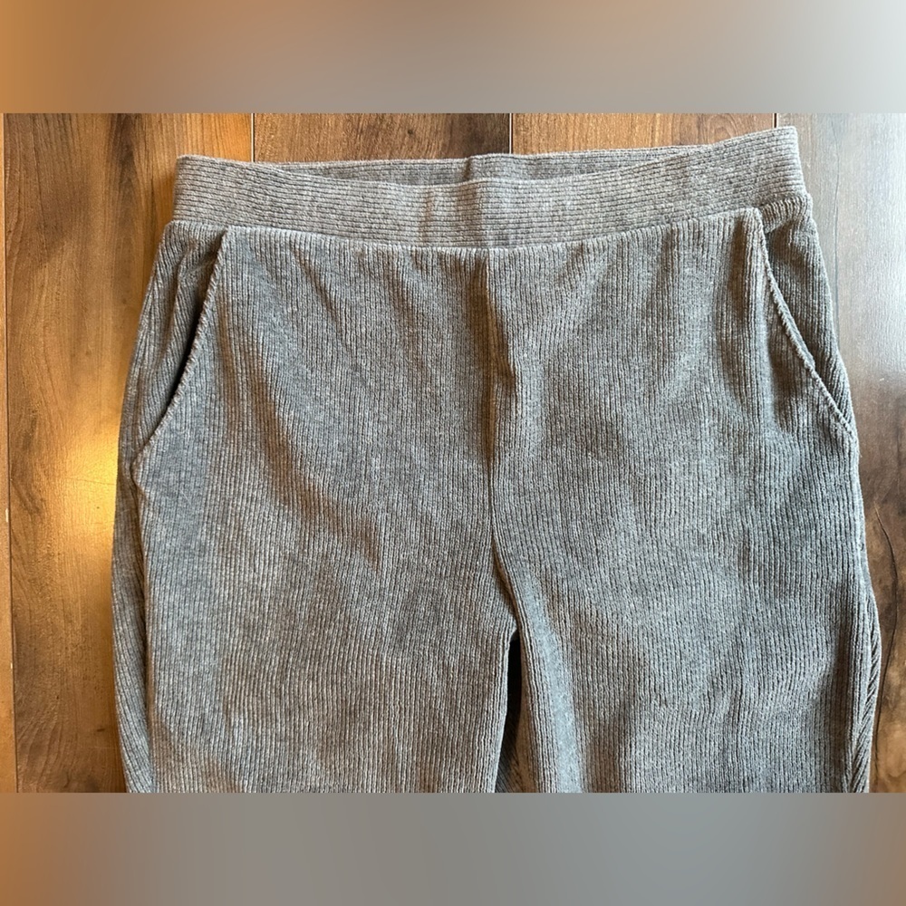 Lands’ End Ribbed Knit Joggers Gray Small | Soft Stretch Lounge Pants - Picture 3 of 6